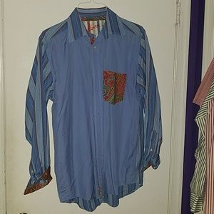 Embroidered flip cuff Robert Graham shirt